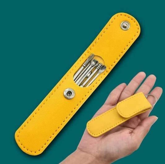 Ear Wax Cleaning Tools Kit with Leather Pouch