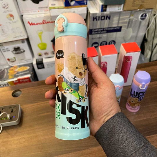 Water bottle Cartoon cute Teddy bear water Bottle In multi design and color Best for kids and other multi purpose