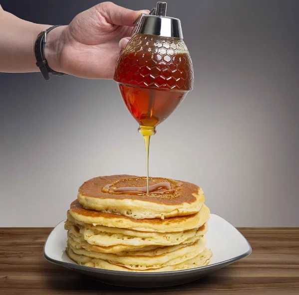 Honey Dispenser with Stand Honey Container, Syrup and Sugar Jar Pot, No Drip Honey Dispenser with High Capacity -1Pc