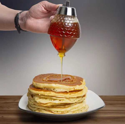 Honey Dispenser with Stand Honey Container, Syrup and Sugar Jar Pot, No Drip Honey Dispenser with High Capacity -1Pc