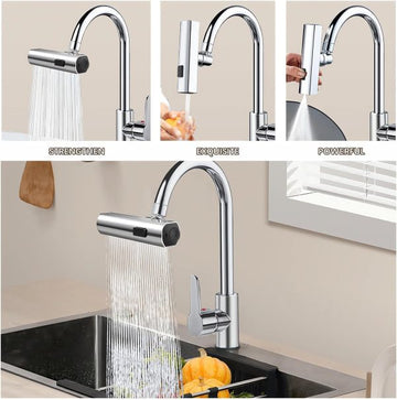 Multifunctional Waterfall Faucet 4-Mode Splash-Proof Sink Tap Adapter